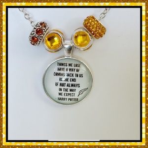 🆕 ✅ HARRY POTTER GLASS CABOCHON SILVER NECKLACE